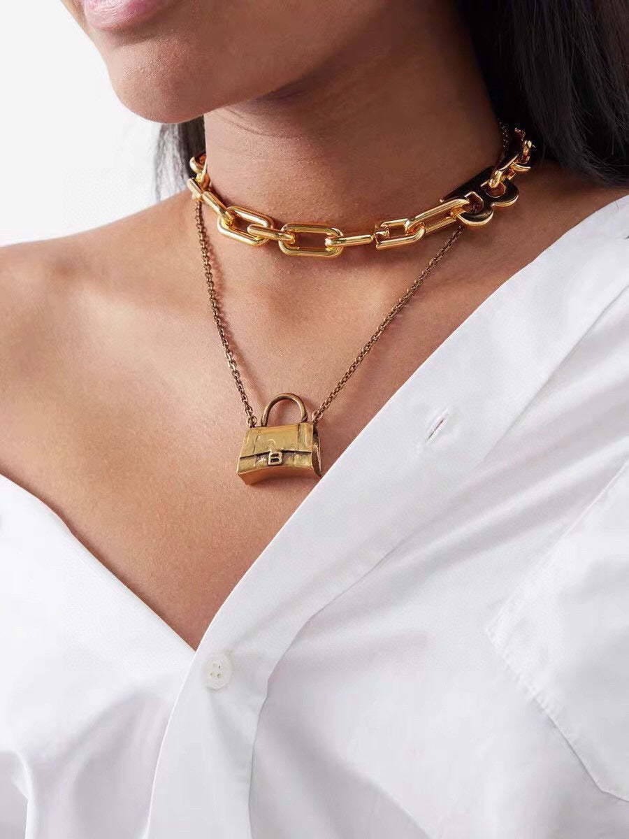 18K Balenciaga Hourglass Bag Necklace