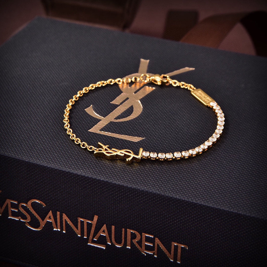 18K YSL Crystals Chain Bracelet