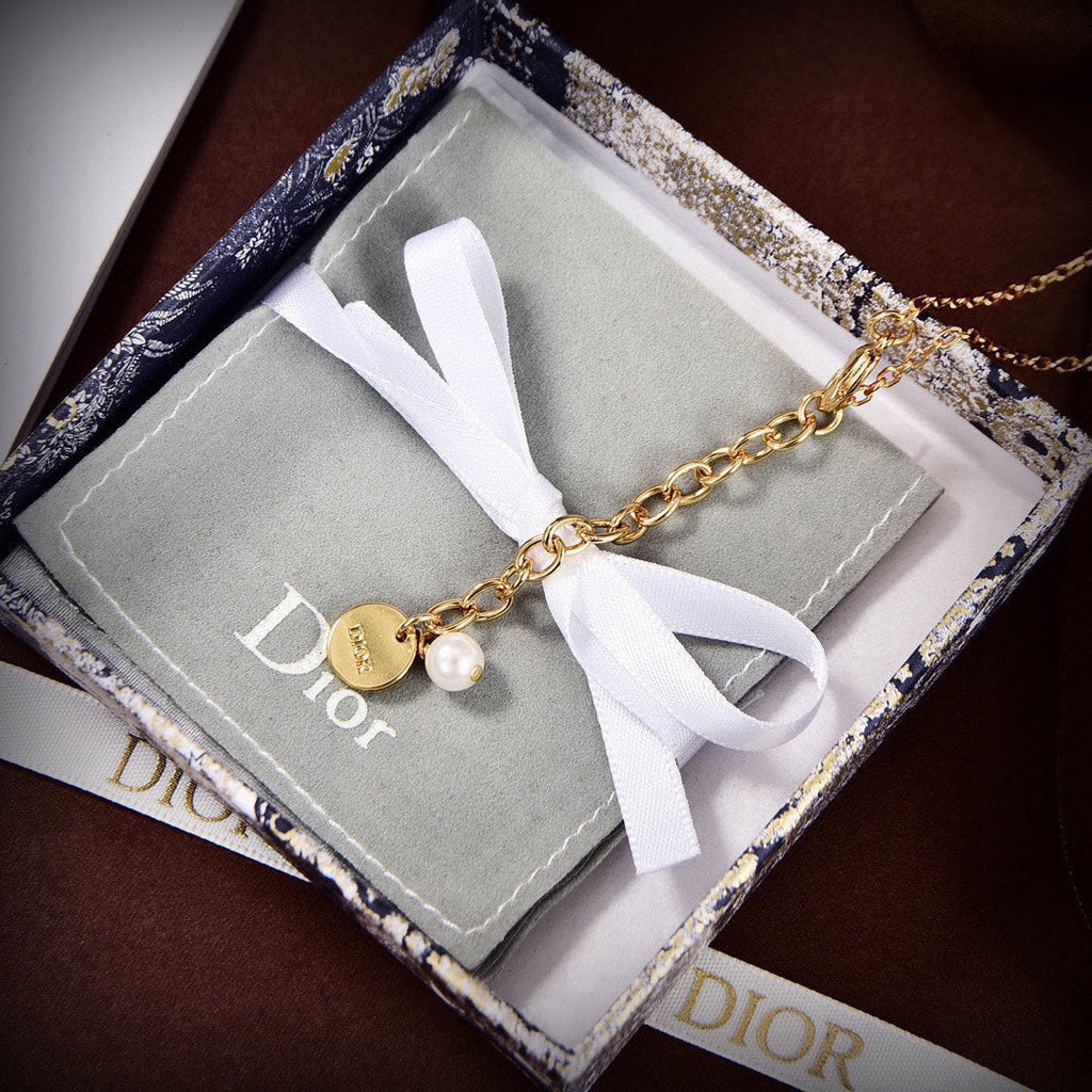 18K Petit Dior Pink Crystal Necklace