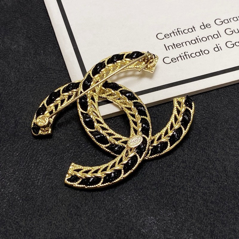 18K  Chanel Leather Gold Brooch