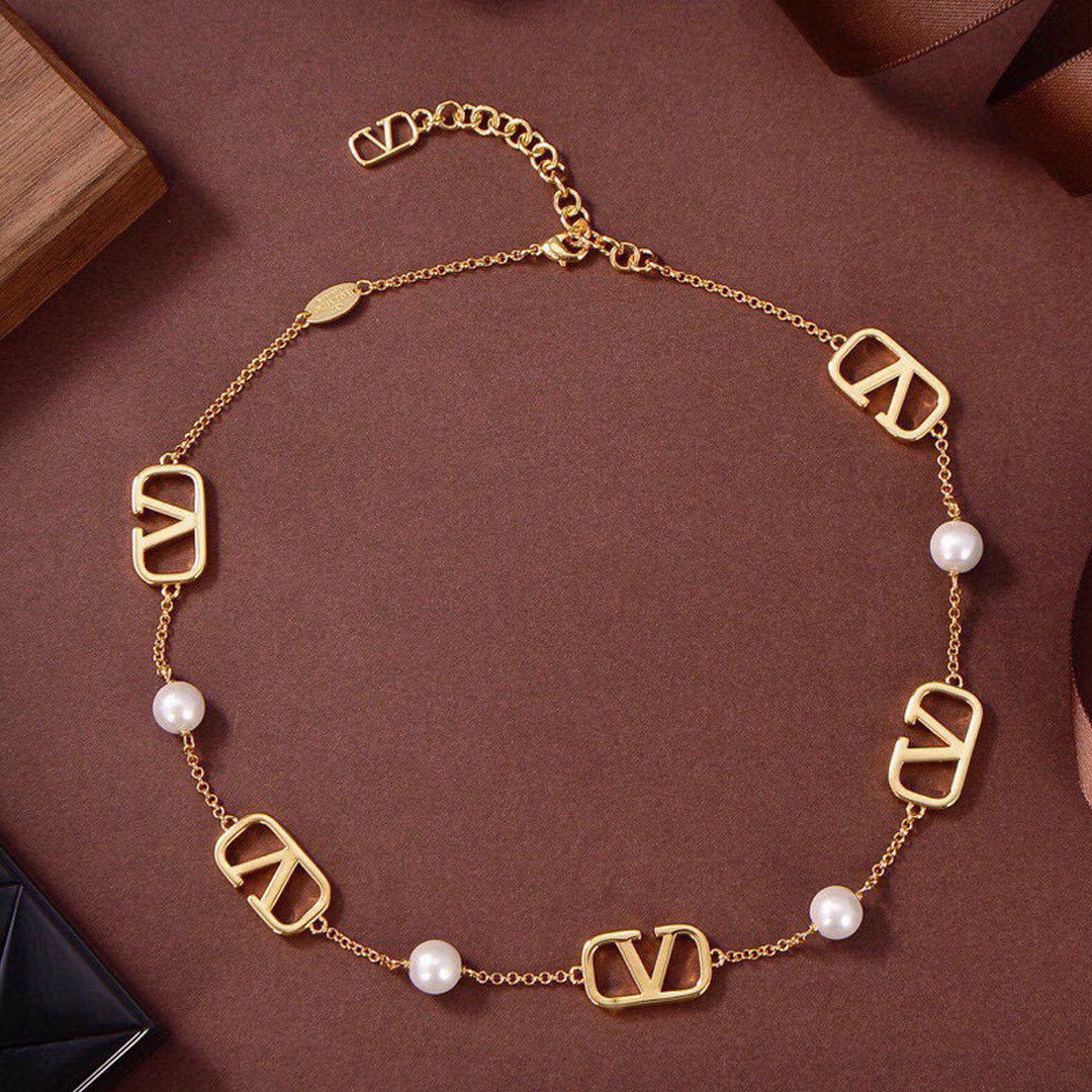 18K Valentino VLogo Necklace