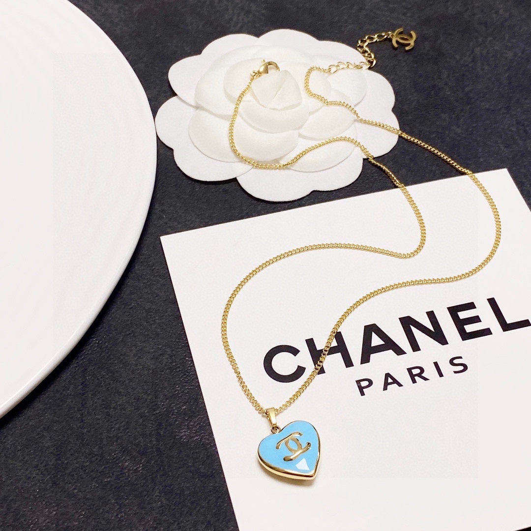 18K  Chanel Blue Heart Necklace