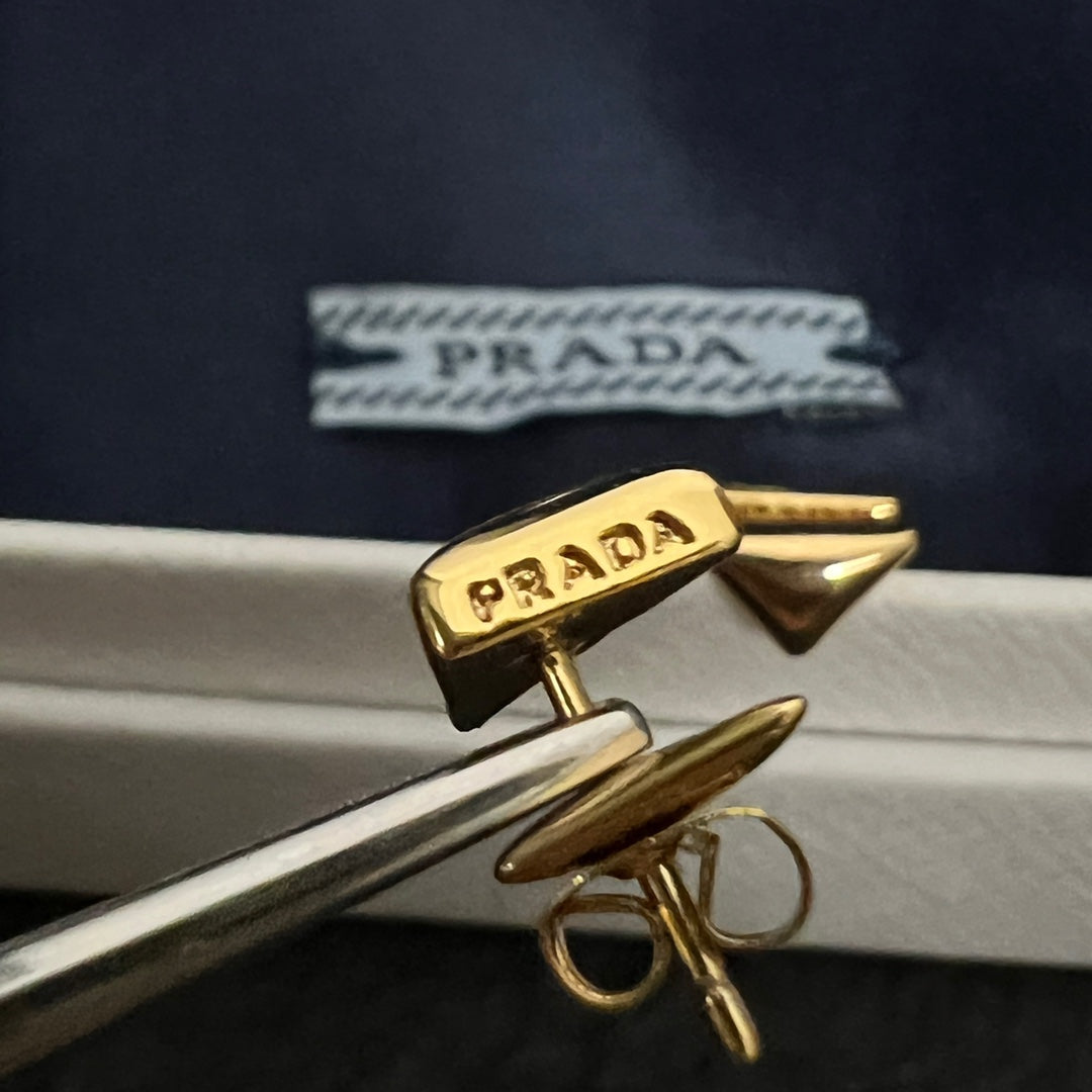 18K Prada Triangle Earrings