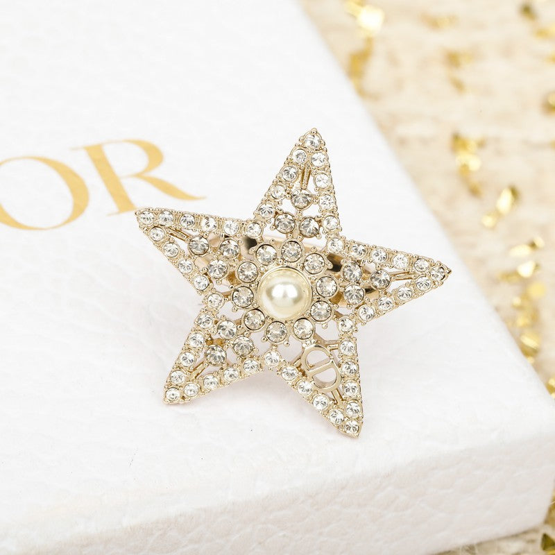 18K Dior Star Diamond Brooch