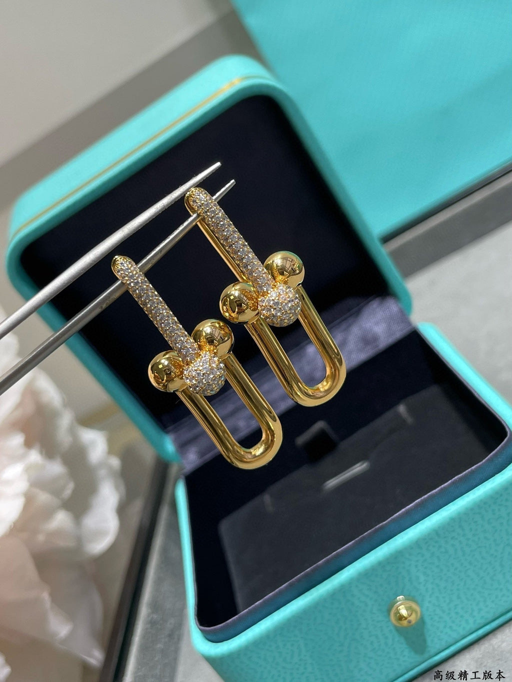18K Tiffany HardWear Large Link Diamonds Earrings