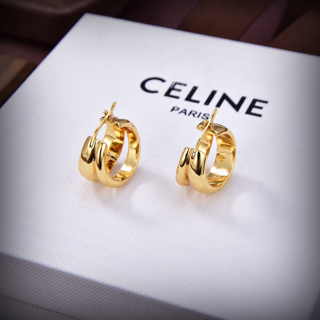 18K Celine Formes Abstraites Hoops Earrings