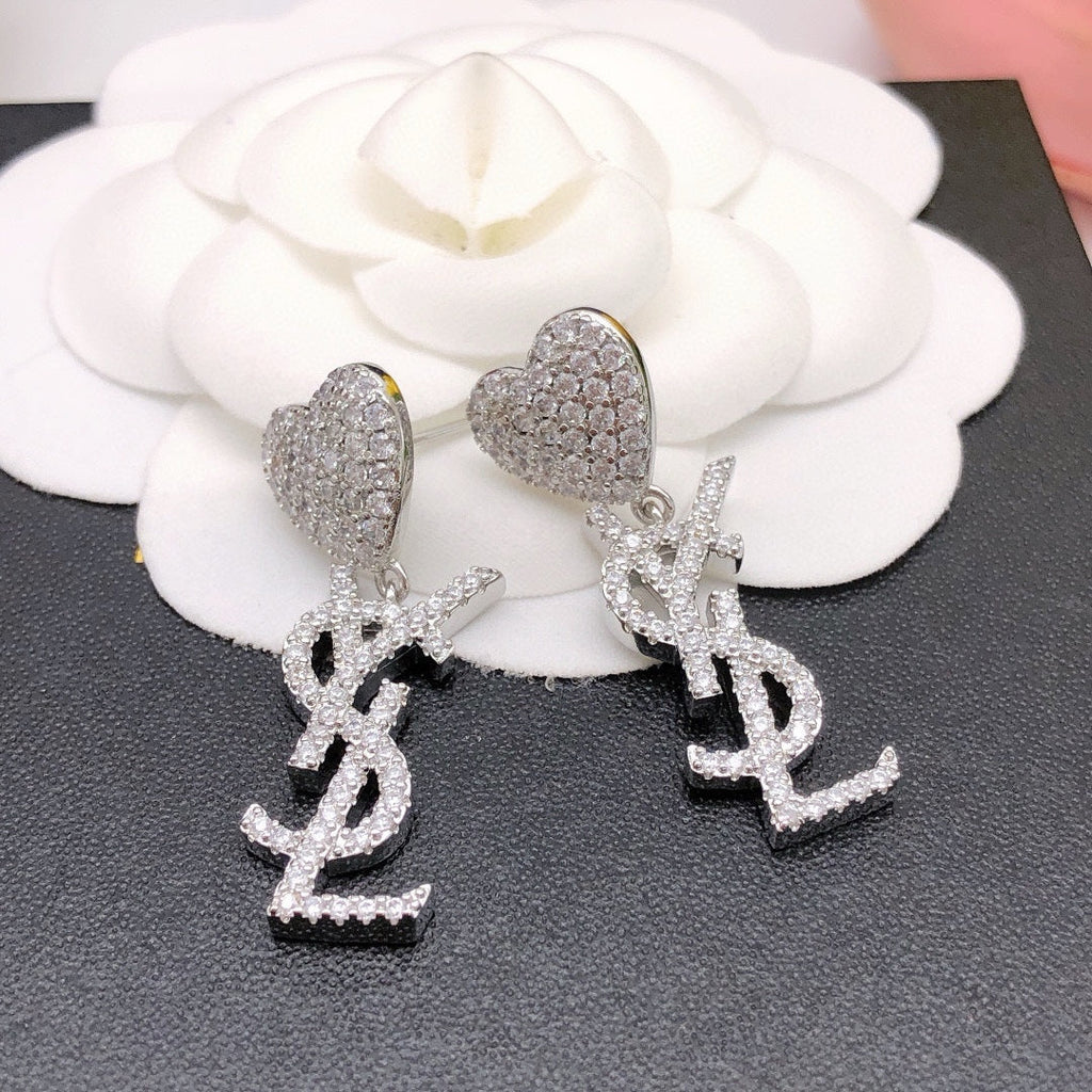 18K YSL Heart Diamonds Earrings