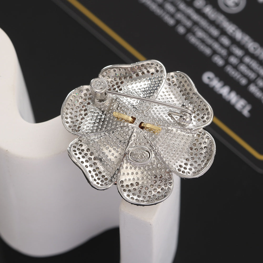 18K  Chanel Camellia Pink Diamonds Brooch