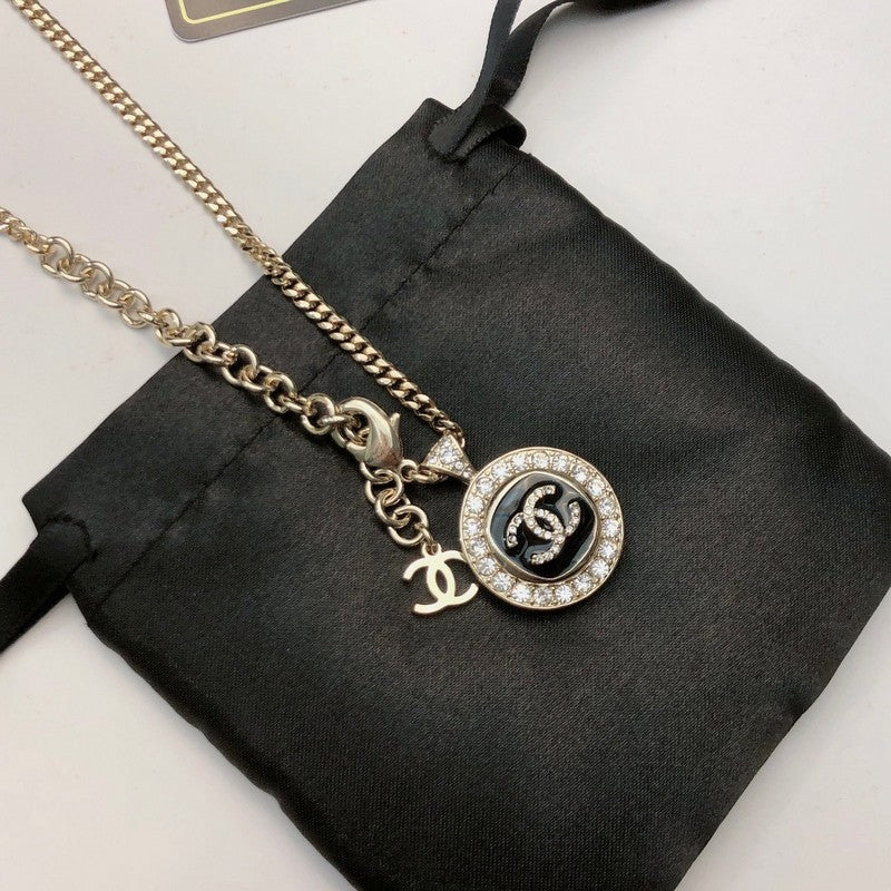 18K  Chanel Black & White Diamond Gold Necklace