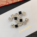18K  Chanel Black Crystals Brooch