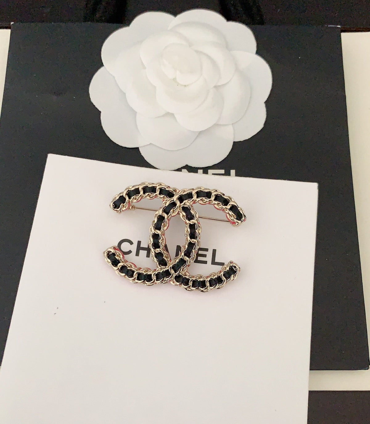 18K  Chanel Leather Pink Brooch