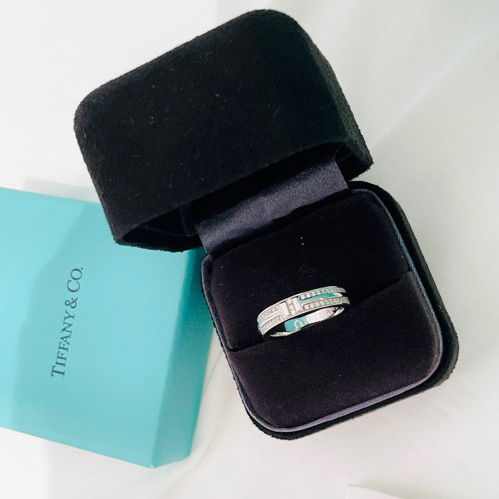 18K Tiffany Narrow Pave Diamond Ring