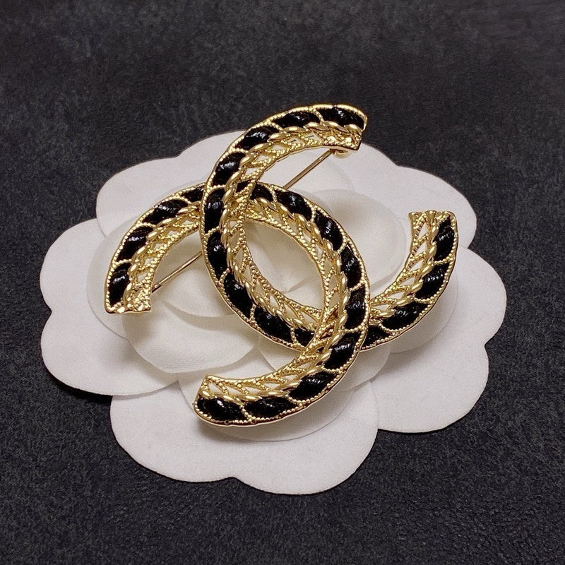 18K  Chanel Leather Gold Brooch