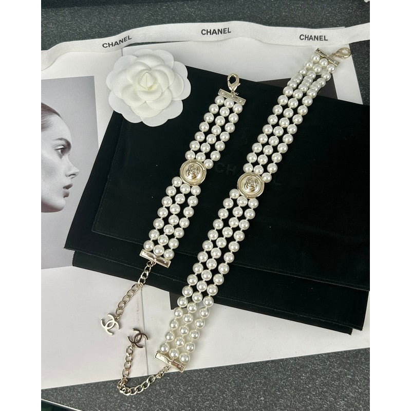 18K  Chanel Choker Pearl Chain Necklace