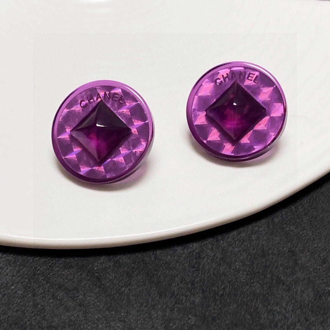 18K Vintage  Chanel Purple Earrings