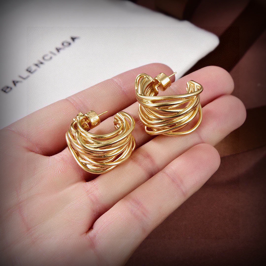 18K Balenciaga Gold Earrings