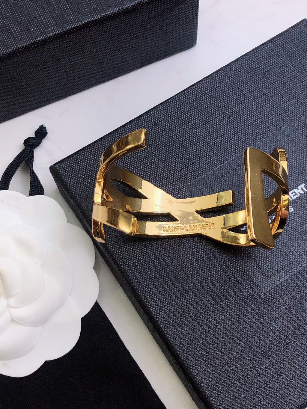 18K YSL Monogram Cuff Bracelet