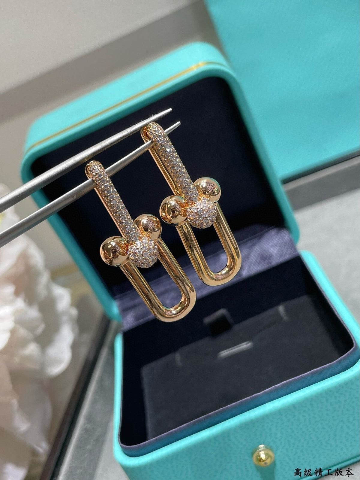 18K Tiffany HardWear Large Link Diamonds Earrings