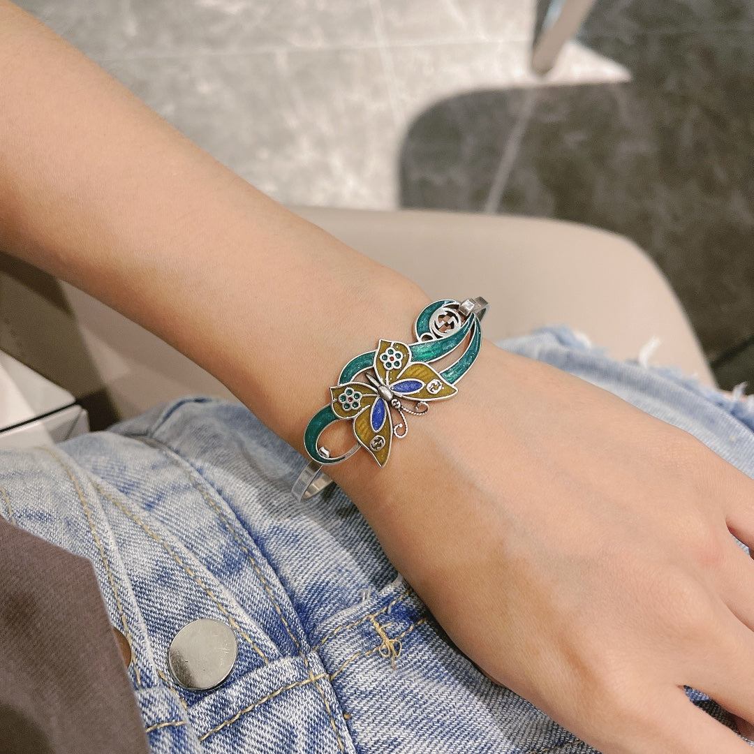 Double Gucci Interlocking Gucci & Butterfly Bracelet