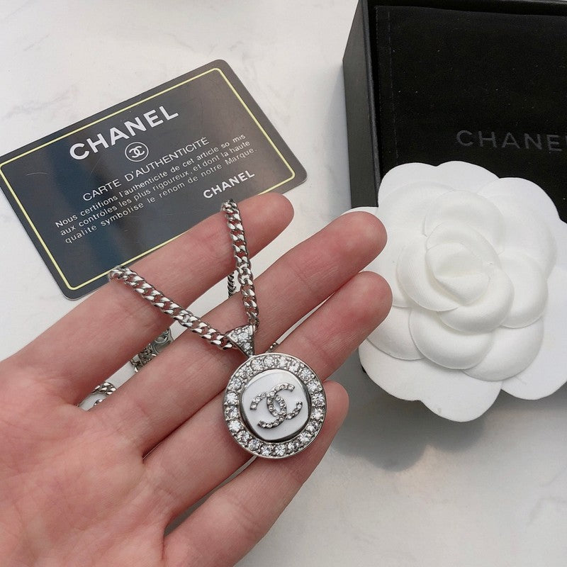 18K  Chanel Black & White Diamond Gold Necklace
