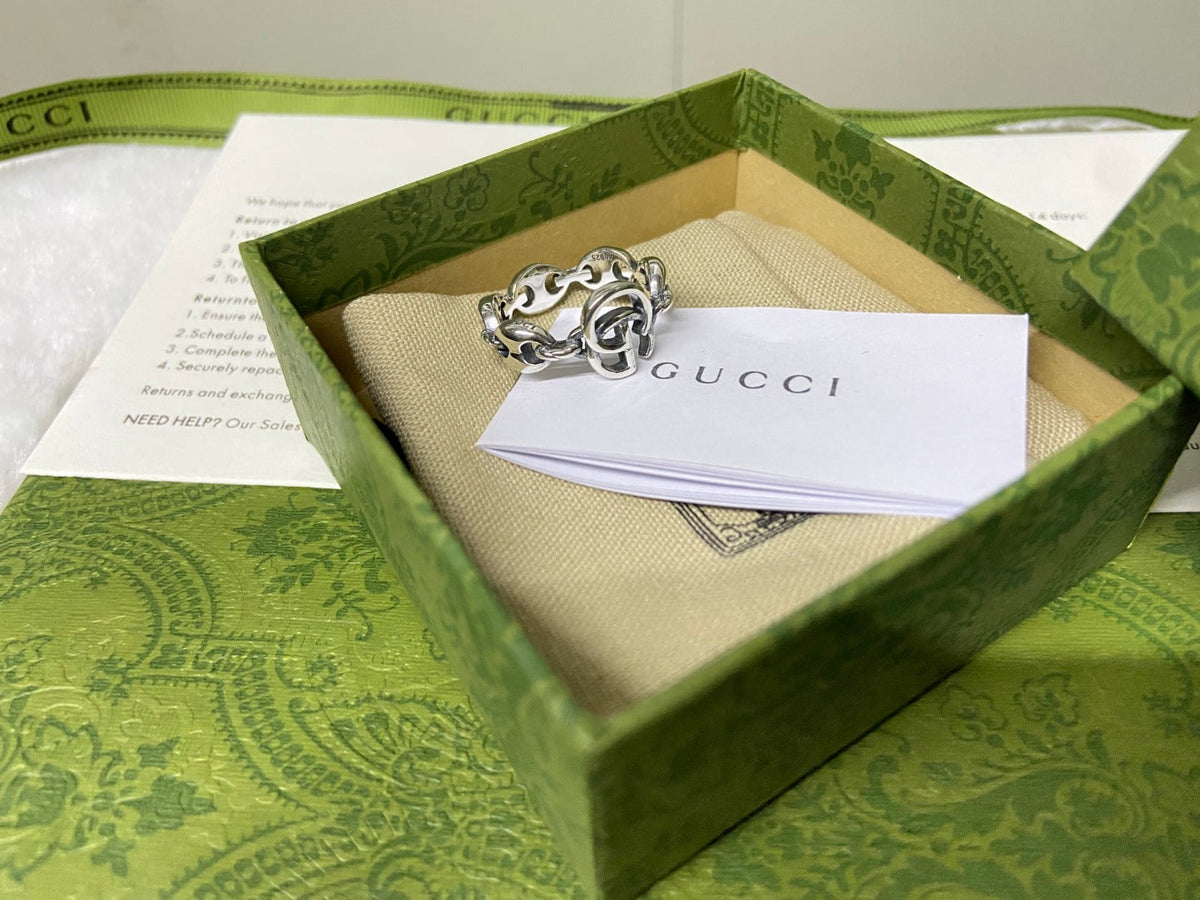 Double Gucci Interlocking Gucci Chain Ring
