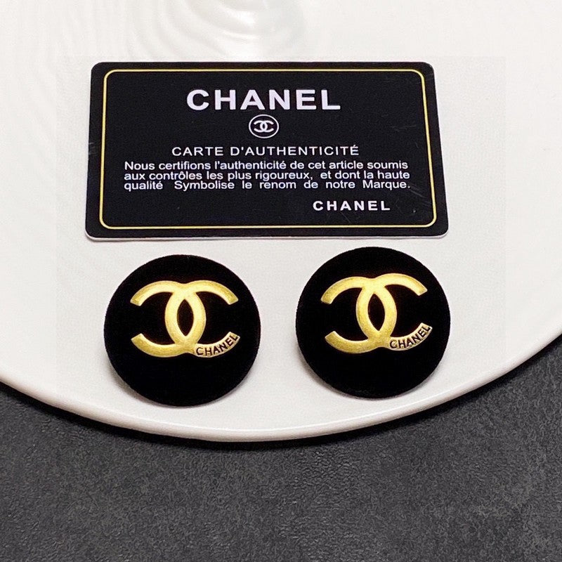 18K  Chanel Black Yellow Gold Earrings