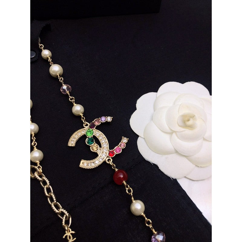 18K  Chanel Color Long Pearl Necklace