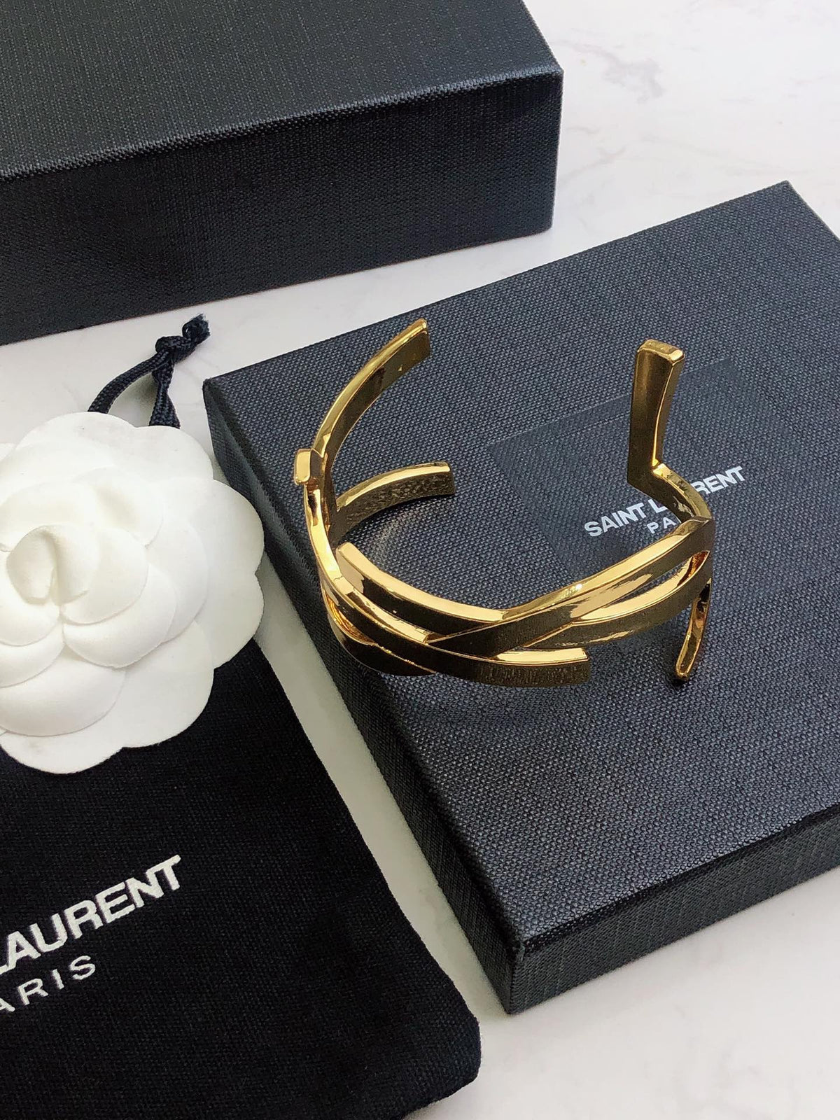 18K YSL Monogram Cuff Bracelet