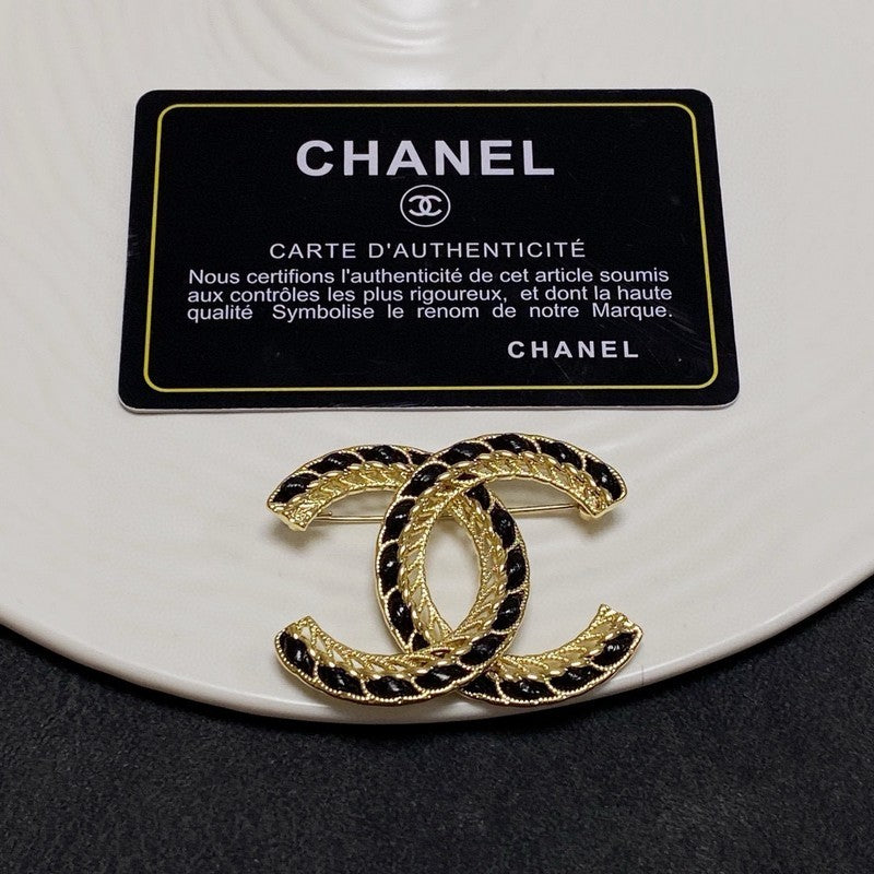 18K  Chanel Leather Gold Brooch