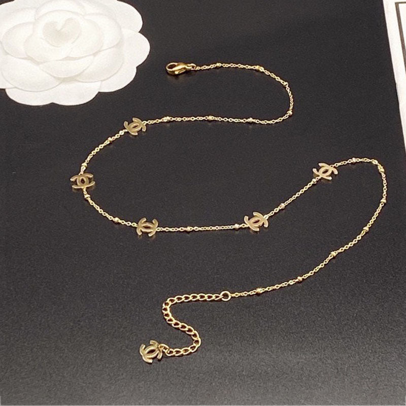 18K  Chanel Small Logo Gold Necklace