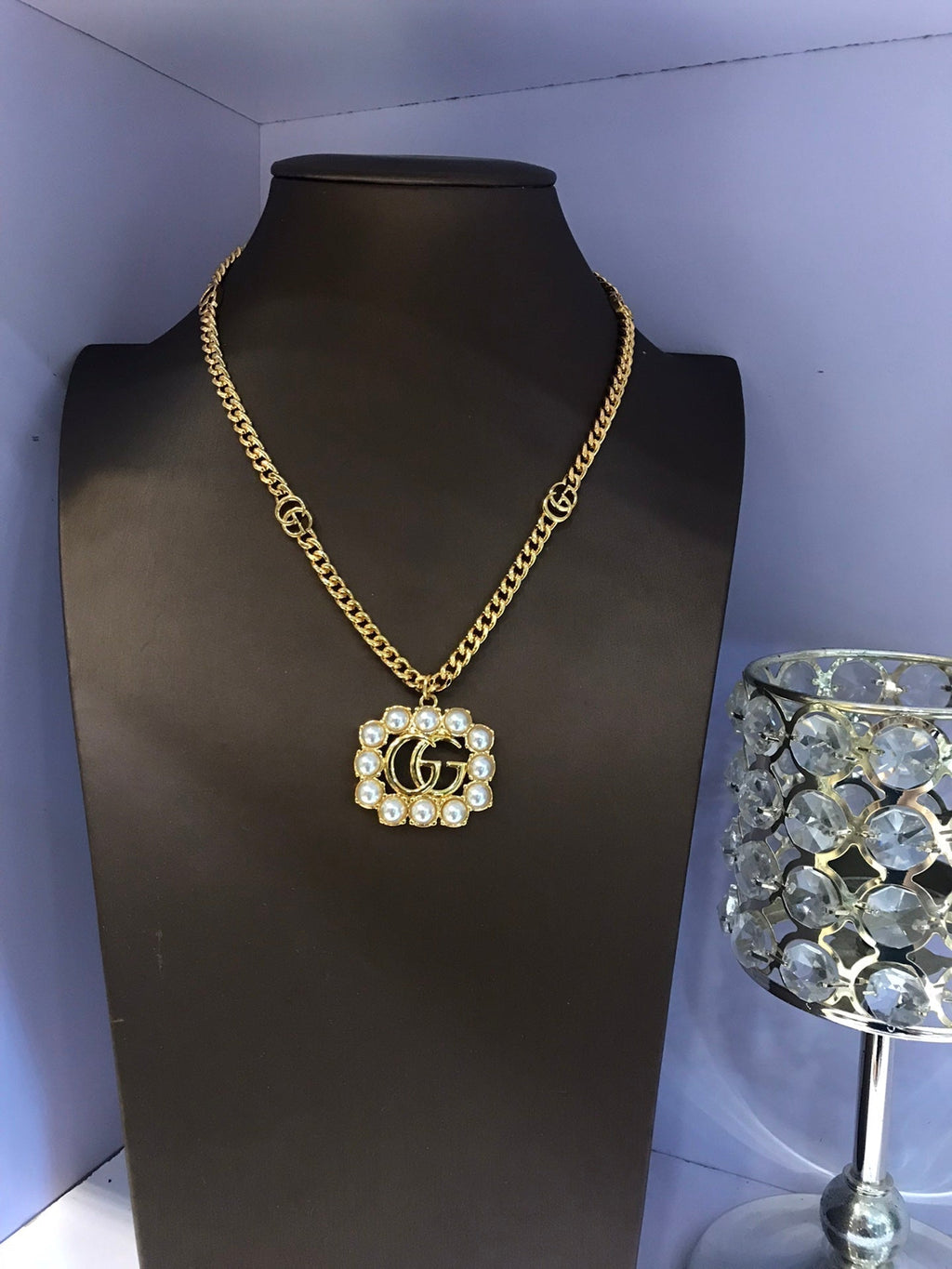 18K Double Gucci Pearl Double Gucci Necklace