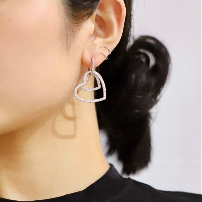 18K Tiffany Heart Diamond Earrings