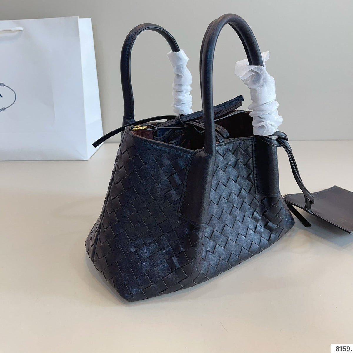 SMALL PINACOTECA TOTE BAG 25 IN BLACK CALFSKIN