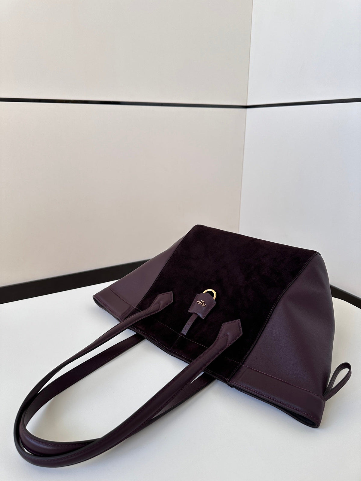 ORIGAMI MEDIUM 27 IN WINE RED LAMBSKIN AND SUEDE