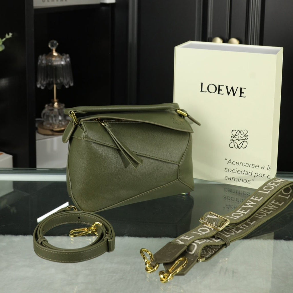 LOE MINI PUZZLE 23 BAG IN DARK OLIVE GREEN CALFSKIN - NO FABRIC STRAP