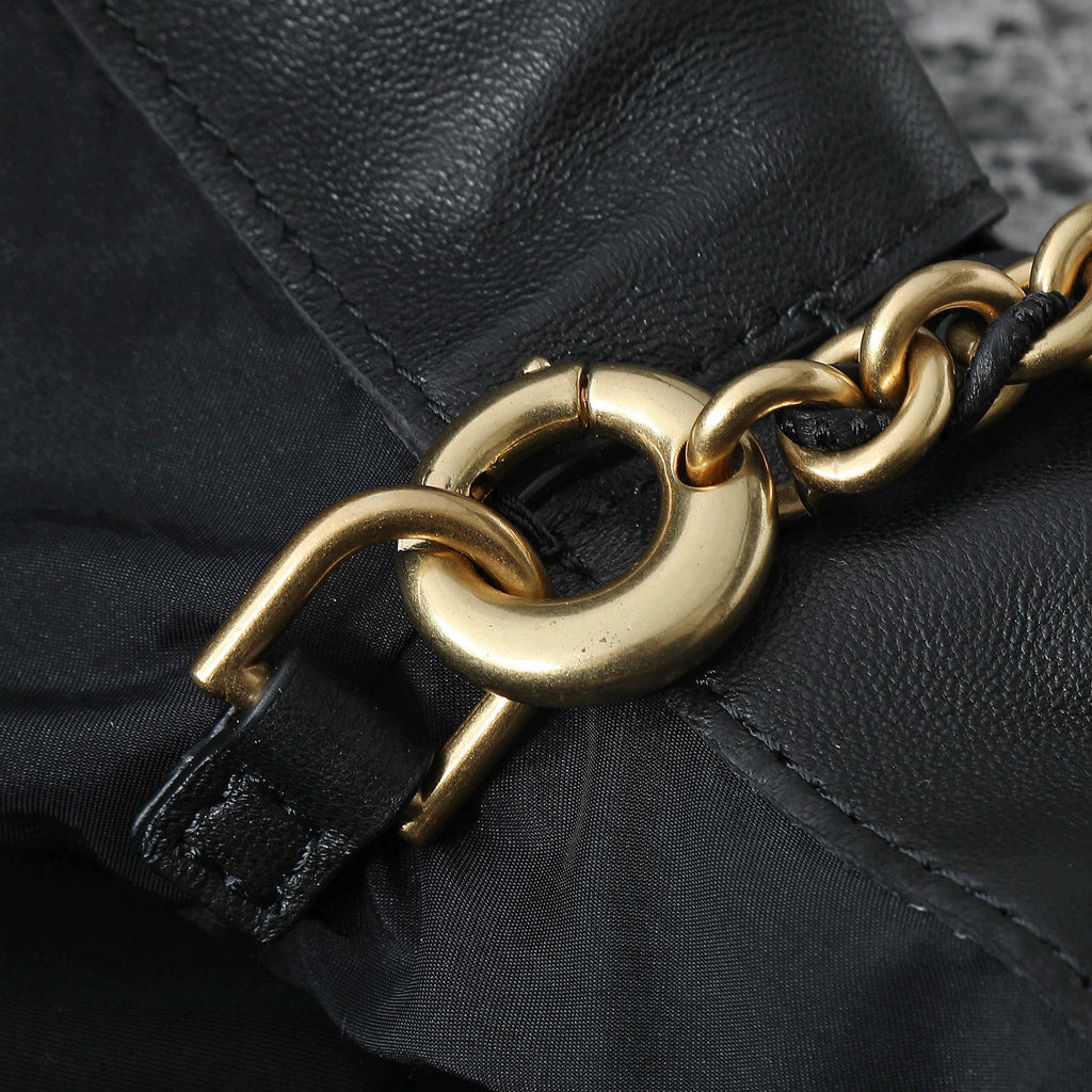 BOTTEGA VENETA 25S DUSTBAG NOTTE 33 IN BLACK CALFSKIN GOLD HARDWARE