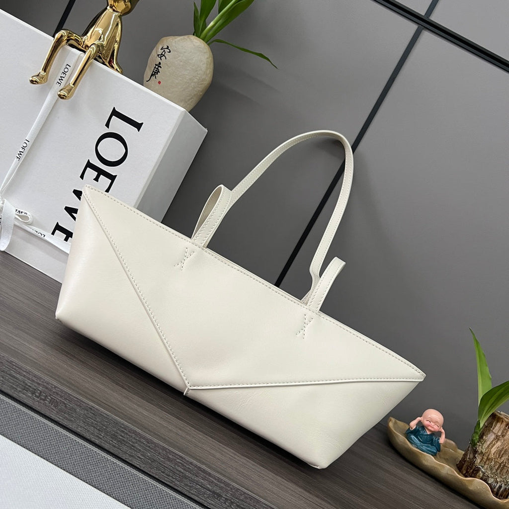 PUZZLE FOLD CROPPED 39 BAG IN WHITE SOLF GRAINED CALFSKIN