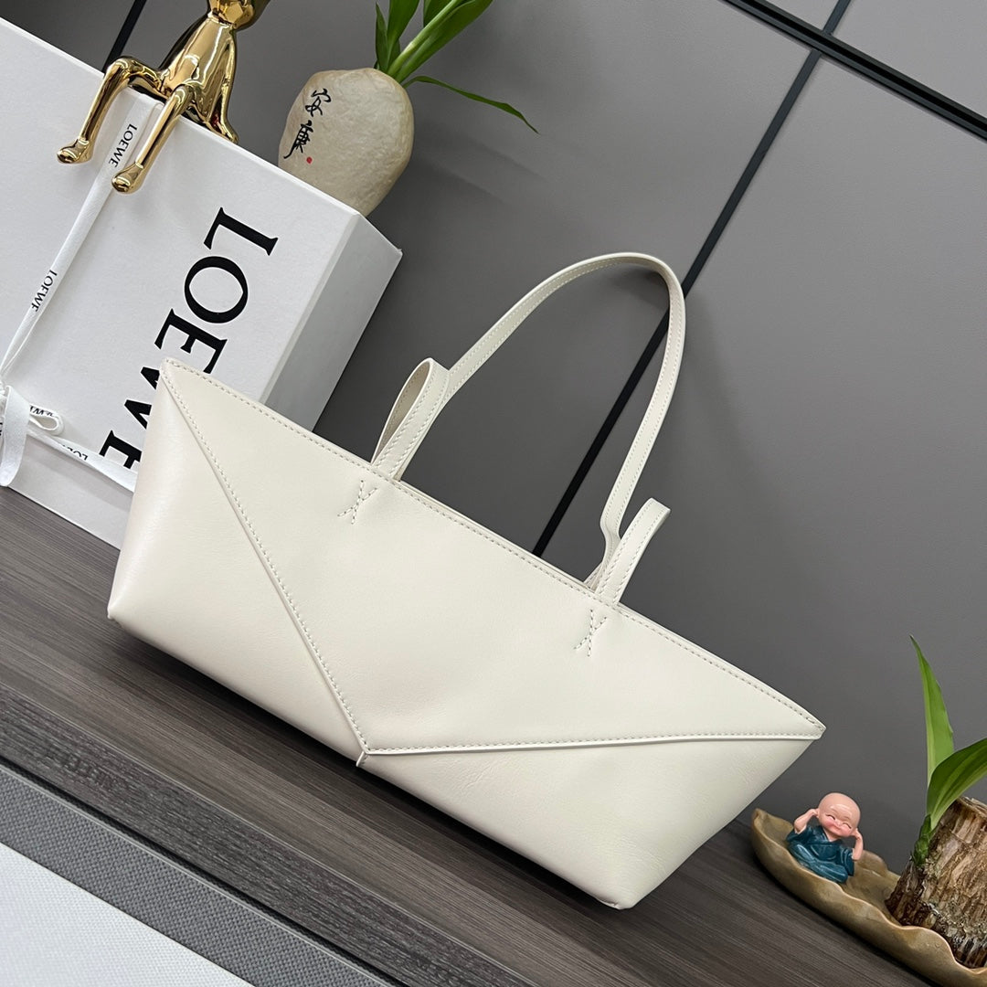 PUZZLE FOLD CROPPED 39 BAG IN WHITE SOLF GRAINED CALFSKIN