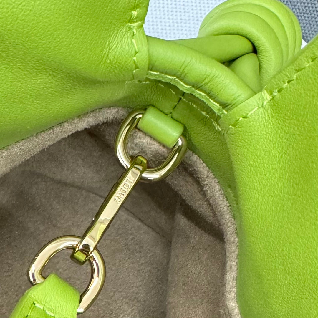 LOE 23 MINI FLAMENCO PURSE BAG IN GREEN CHARTREUSE NAPPA LAMBSKIN