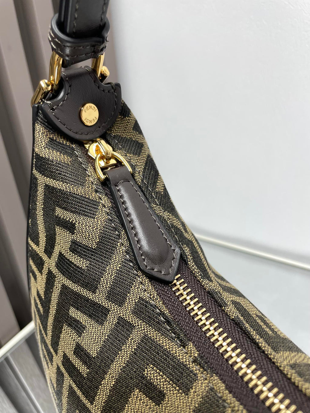 FENDIGRAPHY MEDIUM 29 IN GURKHA JACQUARD FABRIC FF MOTIF GOLD HARDWARE