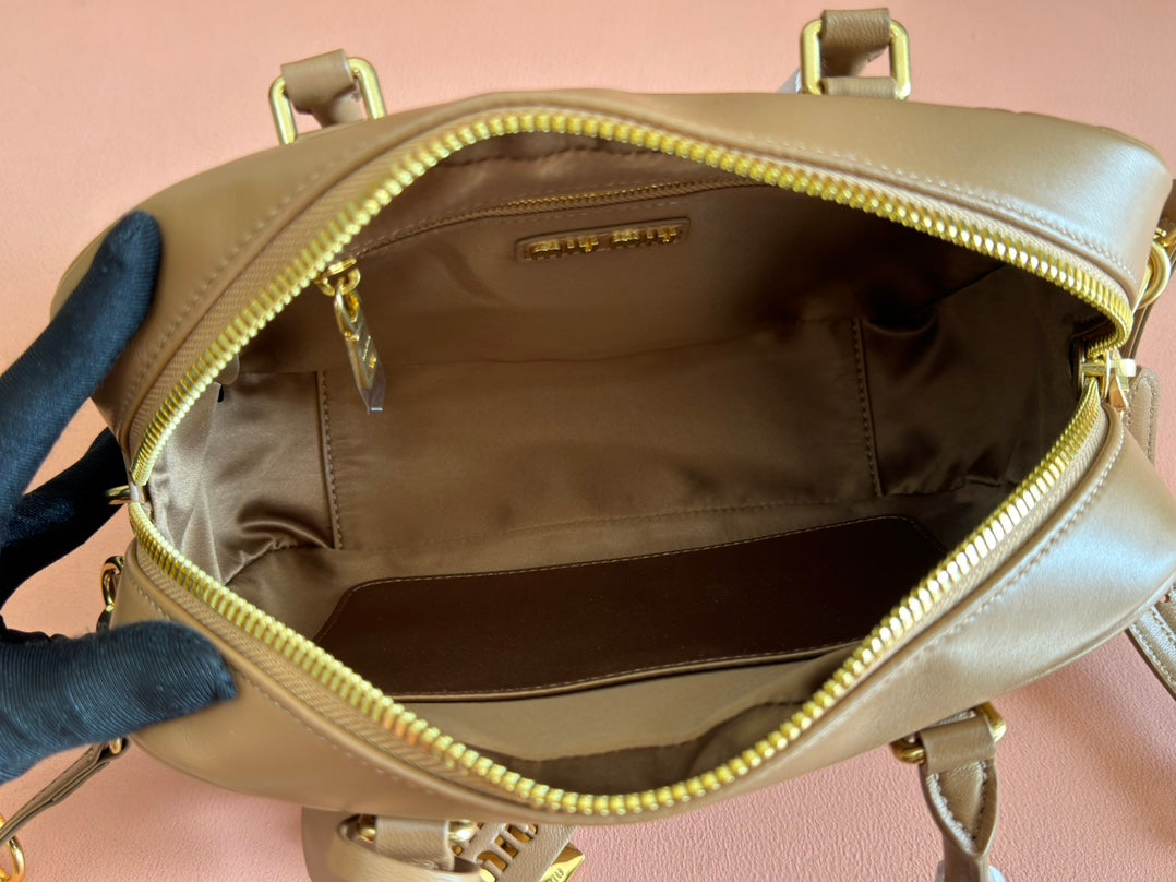 ARCADIE MATELASSÉ BAG 24 IN BROWN LAMBSKIN GOLD HARDWARE