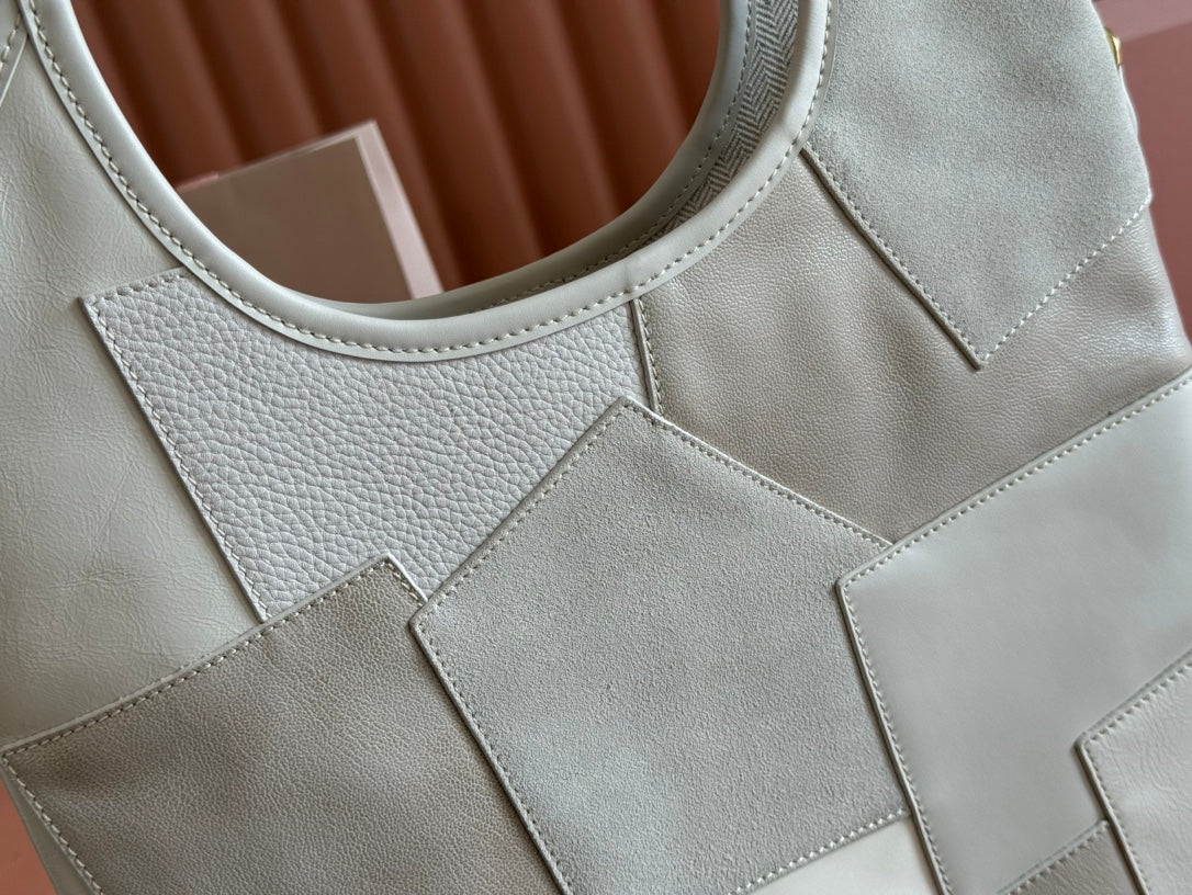 IVY TOTE BAG 60 IN CHALK WHITE PATCHWORK CALFSKIN