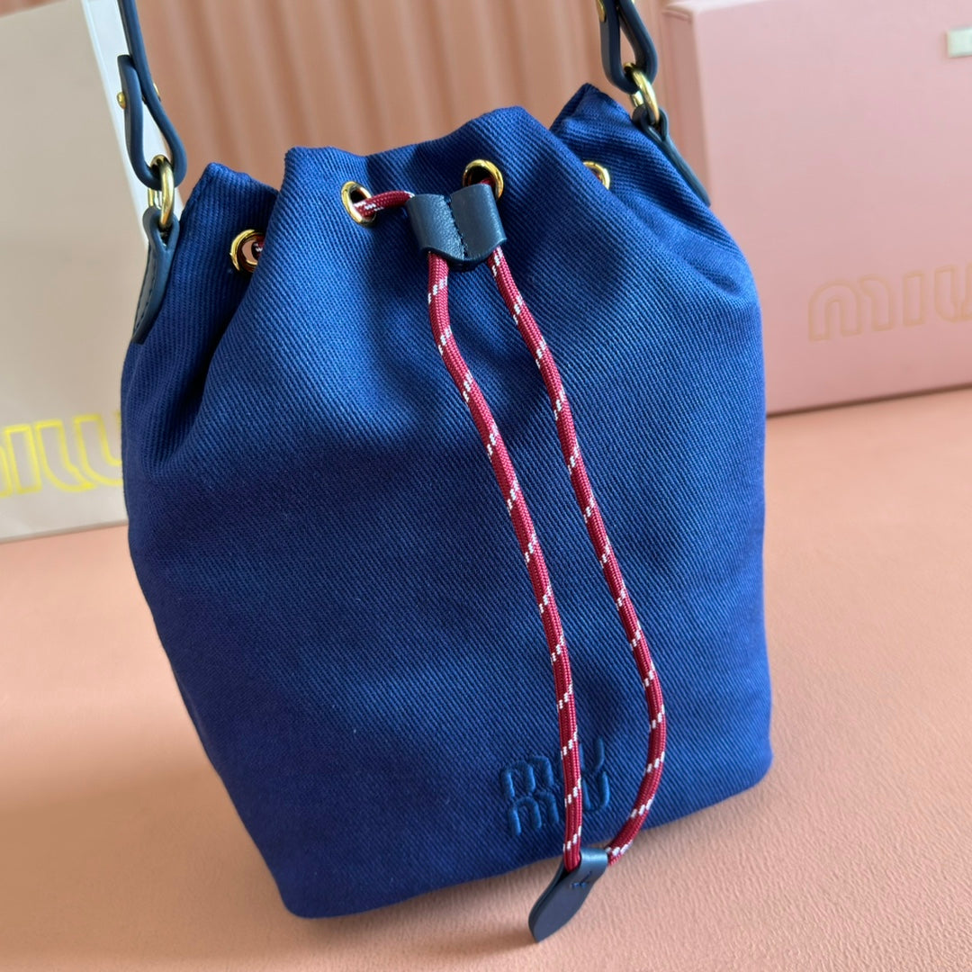 GABADINE POUCH 22.5 IN INDIGO RED CANVAS AMARANTH DRAWSTRING