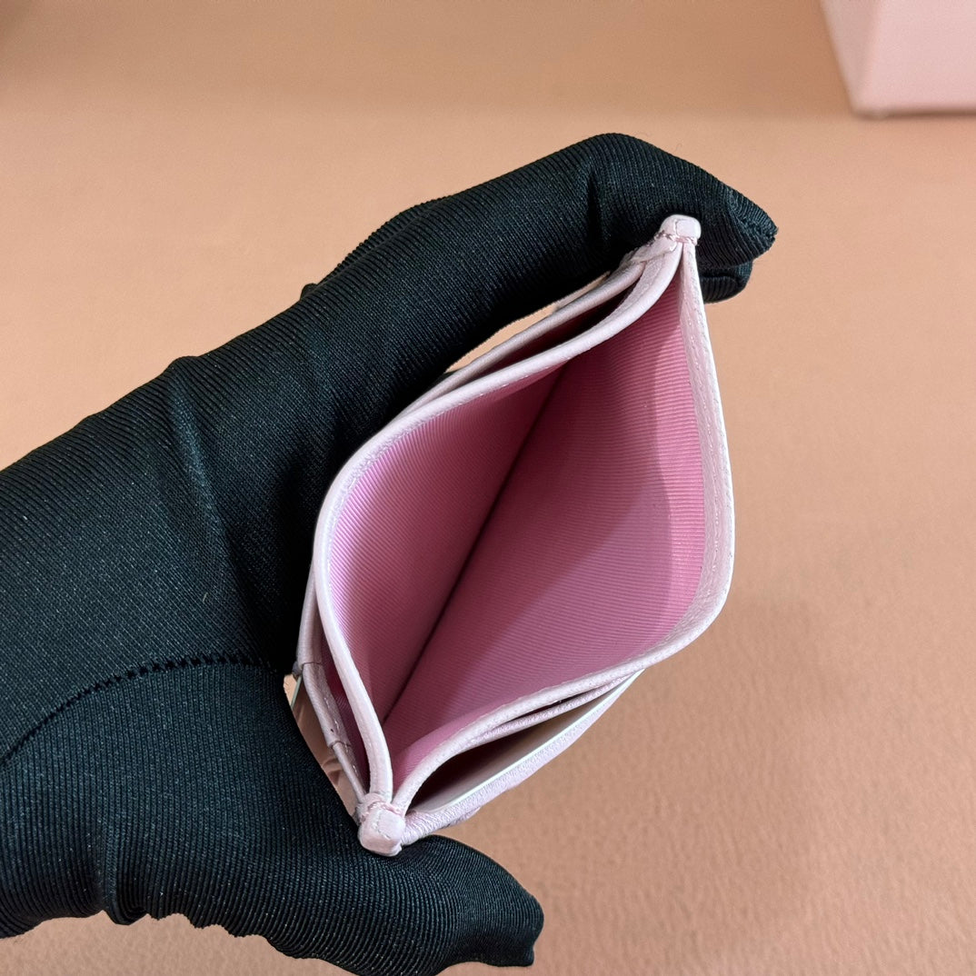 MATELASSÉ NAPPA LEATHER CARD HOLDER LIGHT PINK