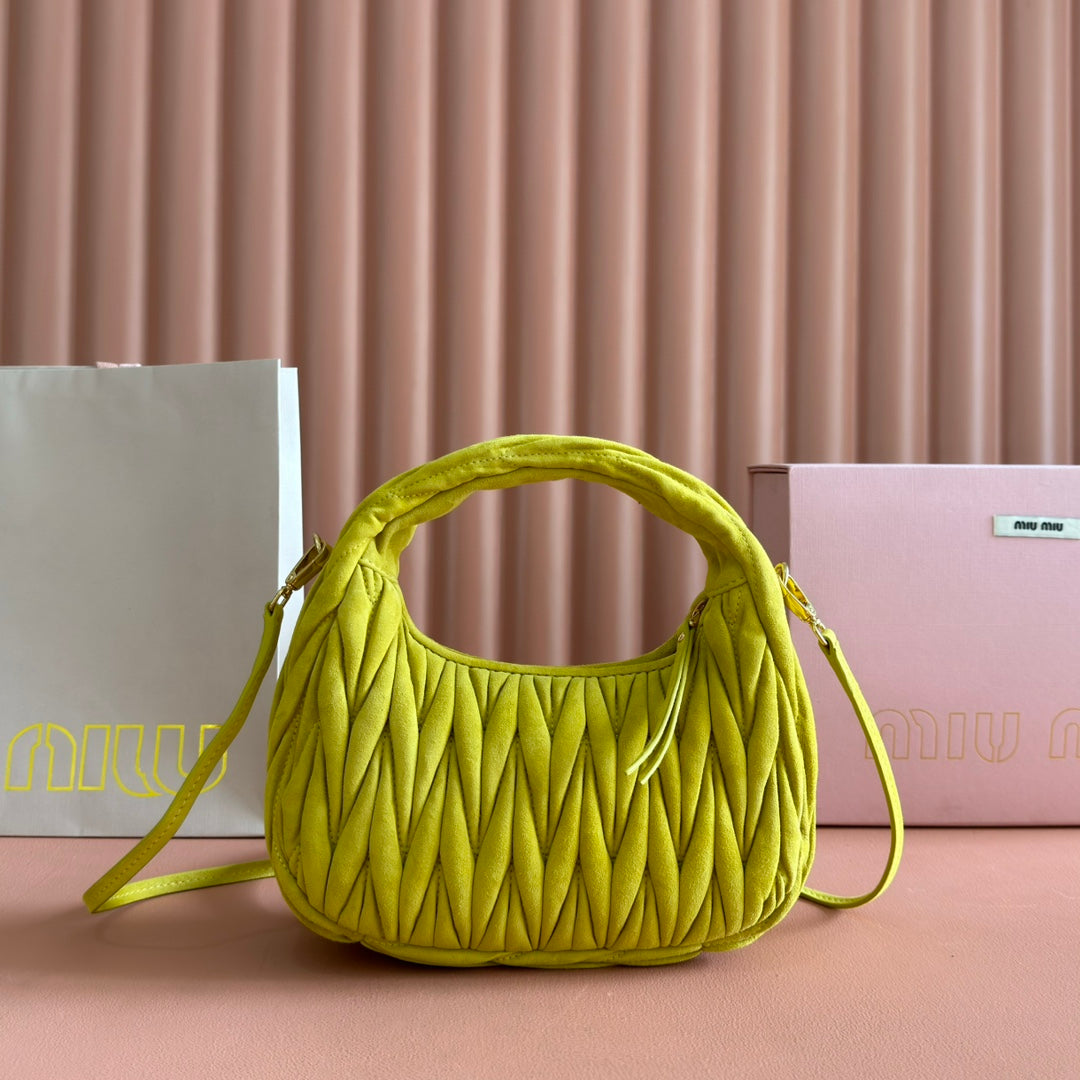 MIU MIU SUEDE HANDBAG 23 CHARTREUSE YELLOW