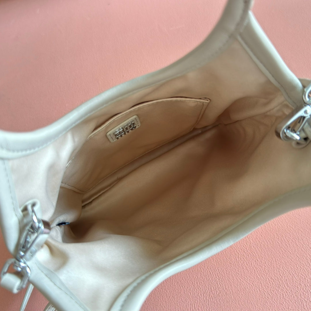 MIUMIU 26S CRYSTAL TOTE 24 BAG IN DARK BEIGE CALFSKIN