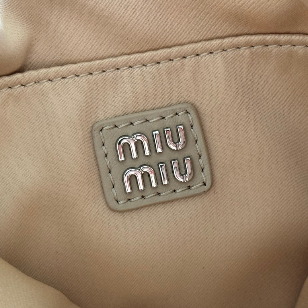 MIUMIU 26S CRYSTAL TOTE 24 BAG IN DARK BEIGE CALFSKIN