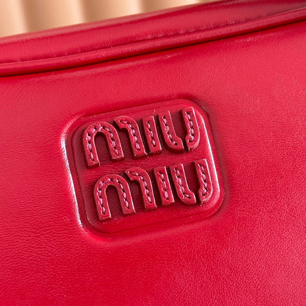MIUMIU 26S TOP-HANDLE BAG 28 IN DARK RED CALFSKIN GOLD HARDWARE
