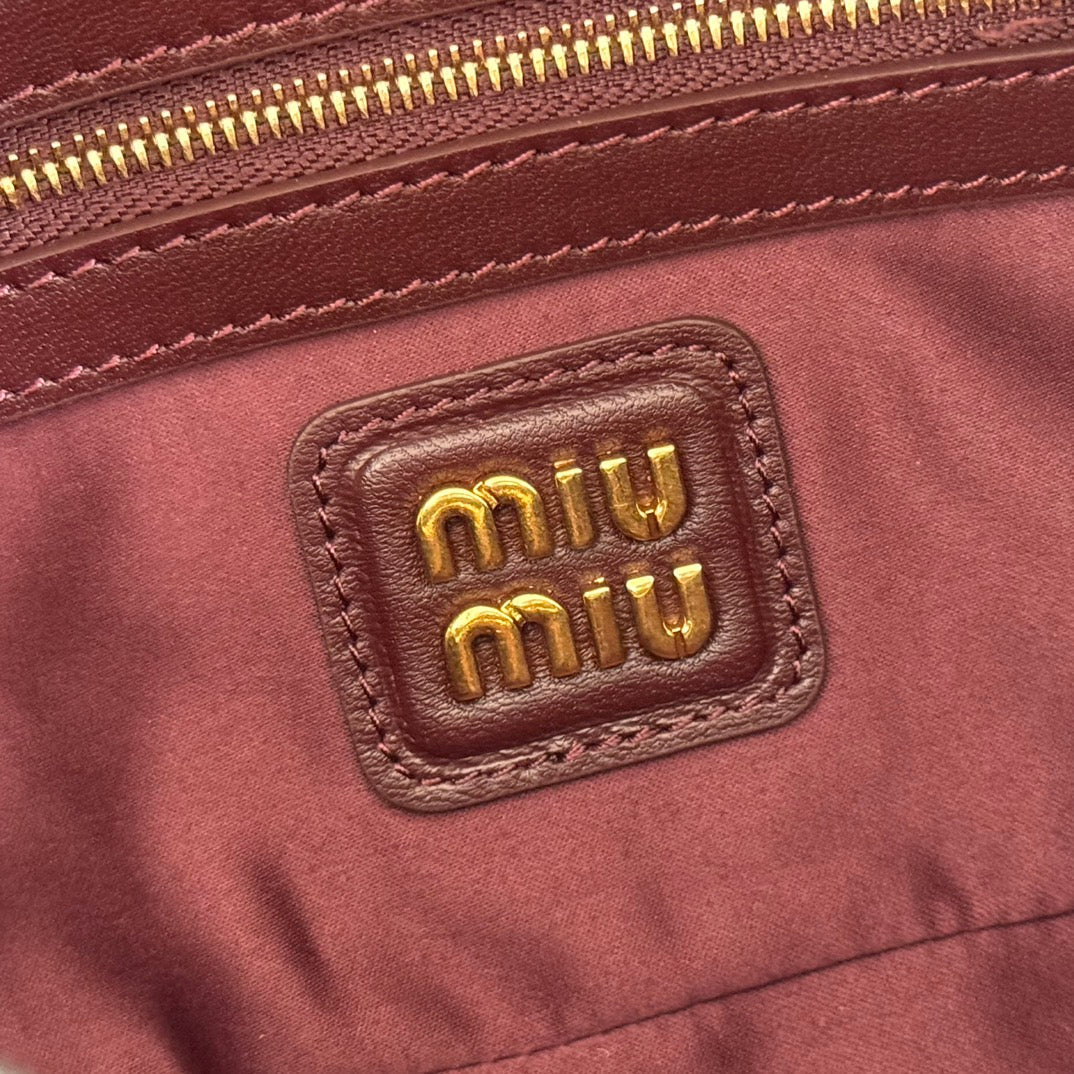 MIUMIU 26S ARCADIE MATELASSE BAG 22 IN DARK BROWN CALFSKIN GOLD HARDWARE