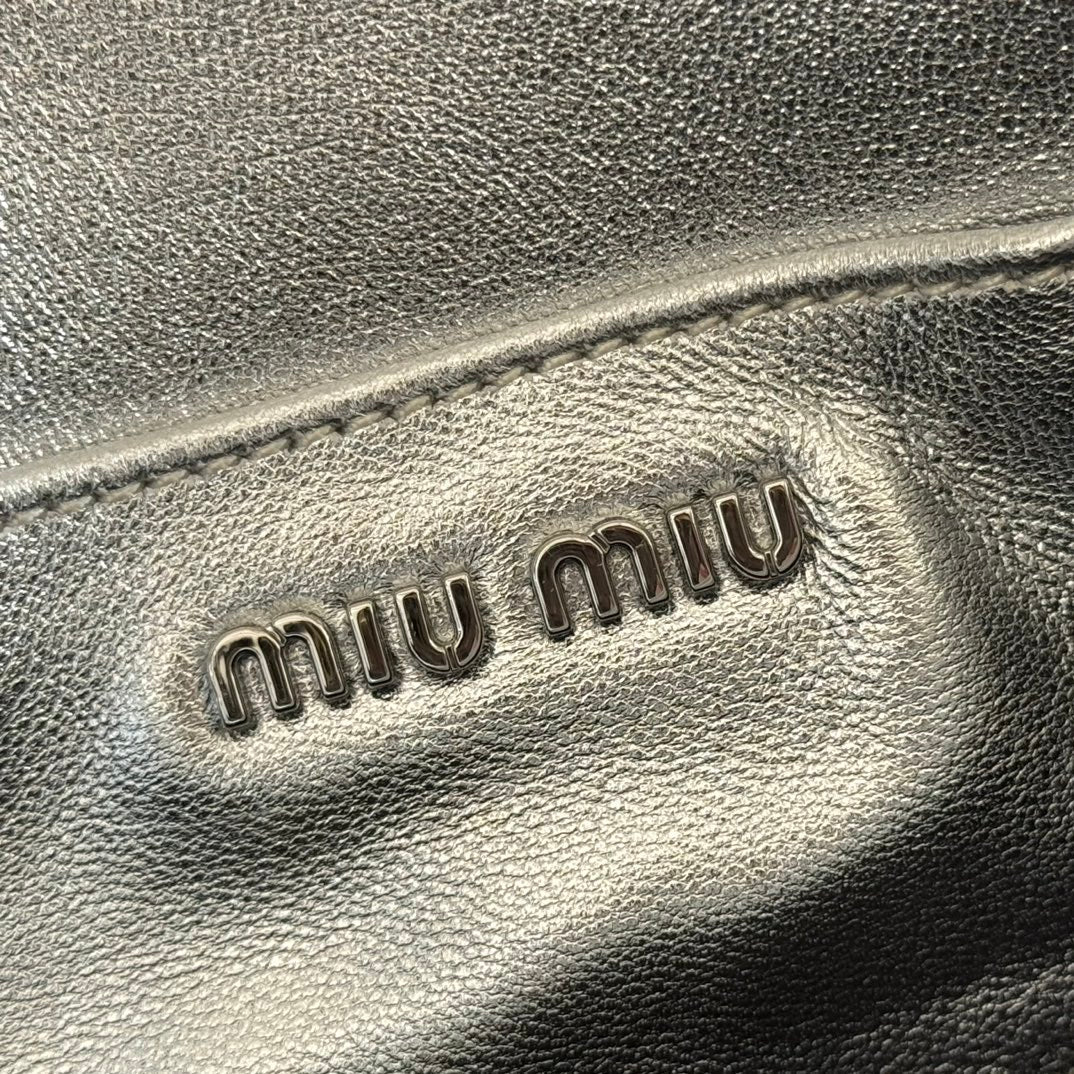 MIUMIU 26S MATELASSE MINI BAG 18 IN SILVER CALFSKIN SILVER HARDWARE